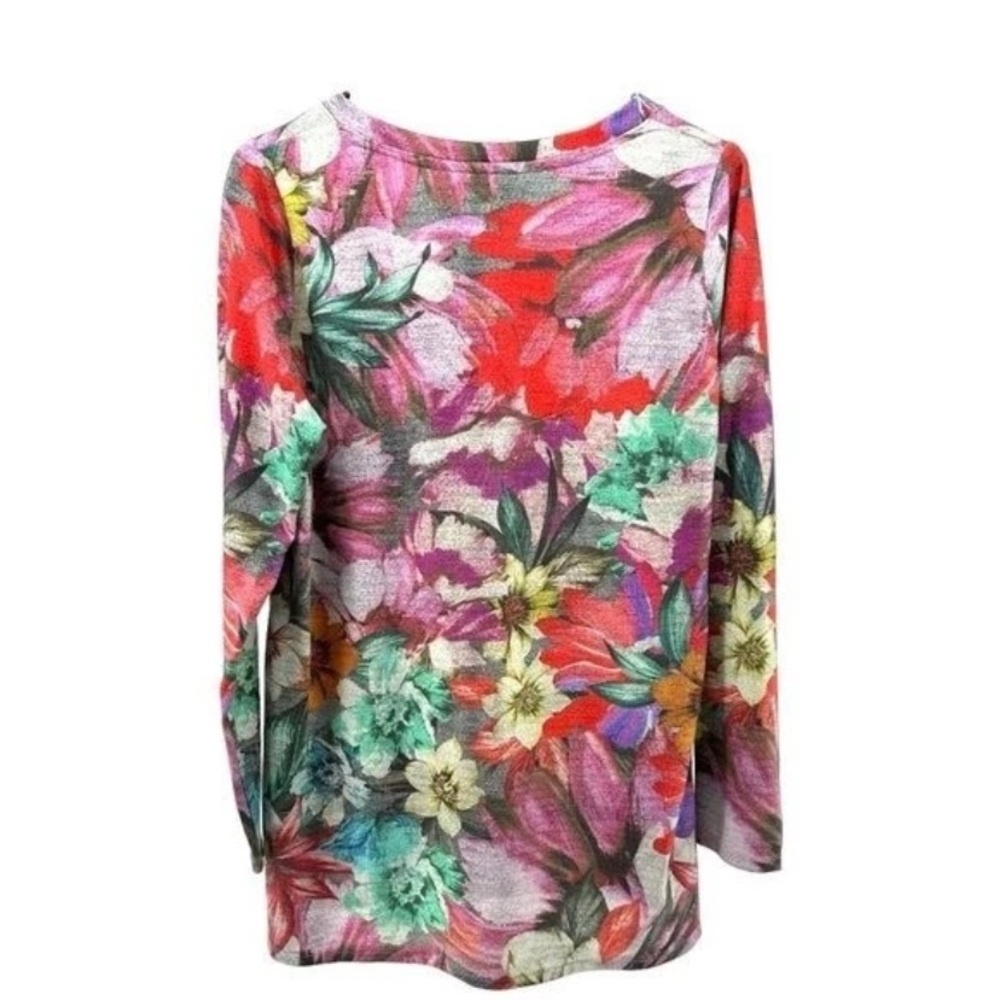 Soft Surroundings First Bloom Tunic vibrant watercolor floral V-neckline Comfort - Picture 10 of 12